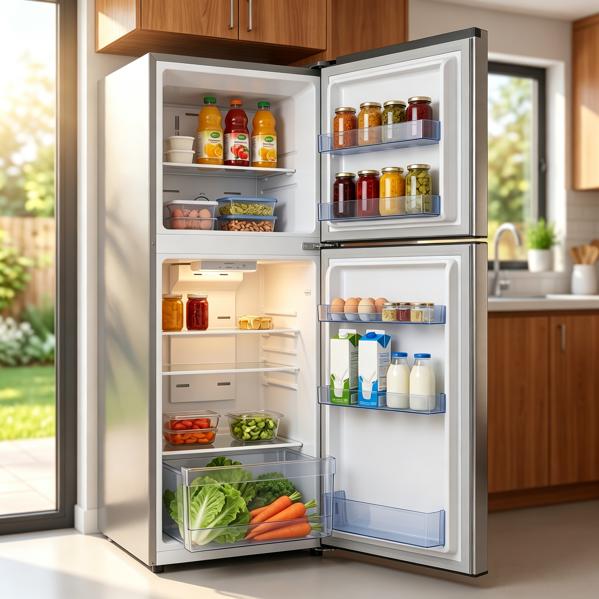 Icona London 332L Double Door Fridge No Frost Refrigerator with Top Freezer 2 Door Large Capacity Multi-Airflow System Fast Cooling Energy Saving Home Kitchen Appliance 1 Year Warranty