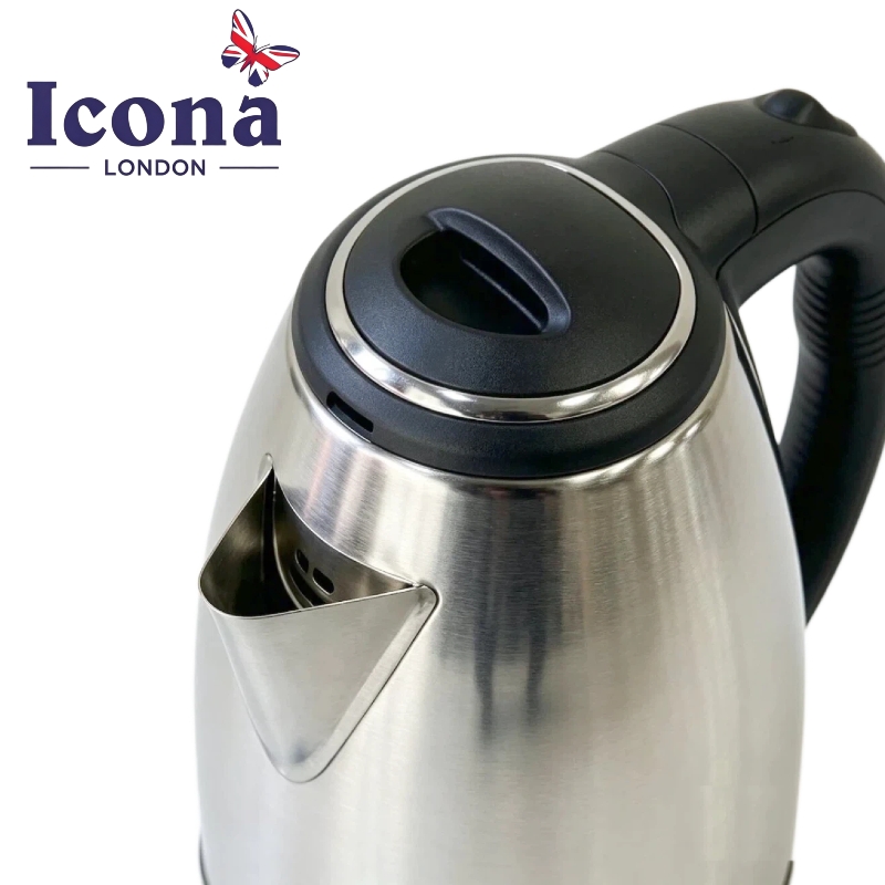 Icona London 2L 1500W Electric Kettle Energy Efficient Heater Jug Cordless Stainless Steel Water Boiler with Auto Shut-Off & Boil-Dry Protection Built for Kenyan Homes