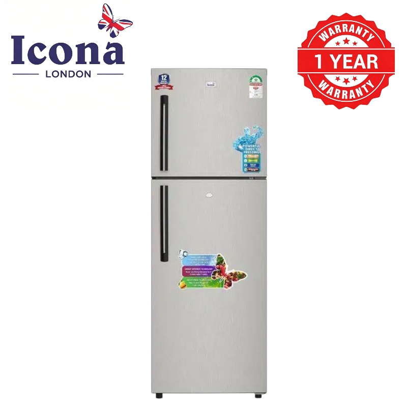 Icona London 332L Double Door Fridge No Frost Refrigerator with Top Freezer 2 Door Large Capacity Multi-Airflow System Fast Cooling Energy Saving Home Kitchen Appliance 1 Year Warranty