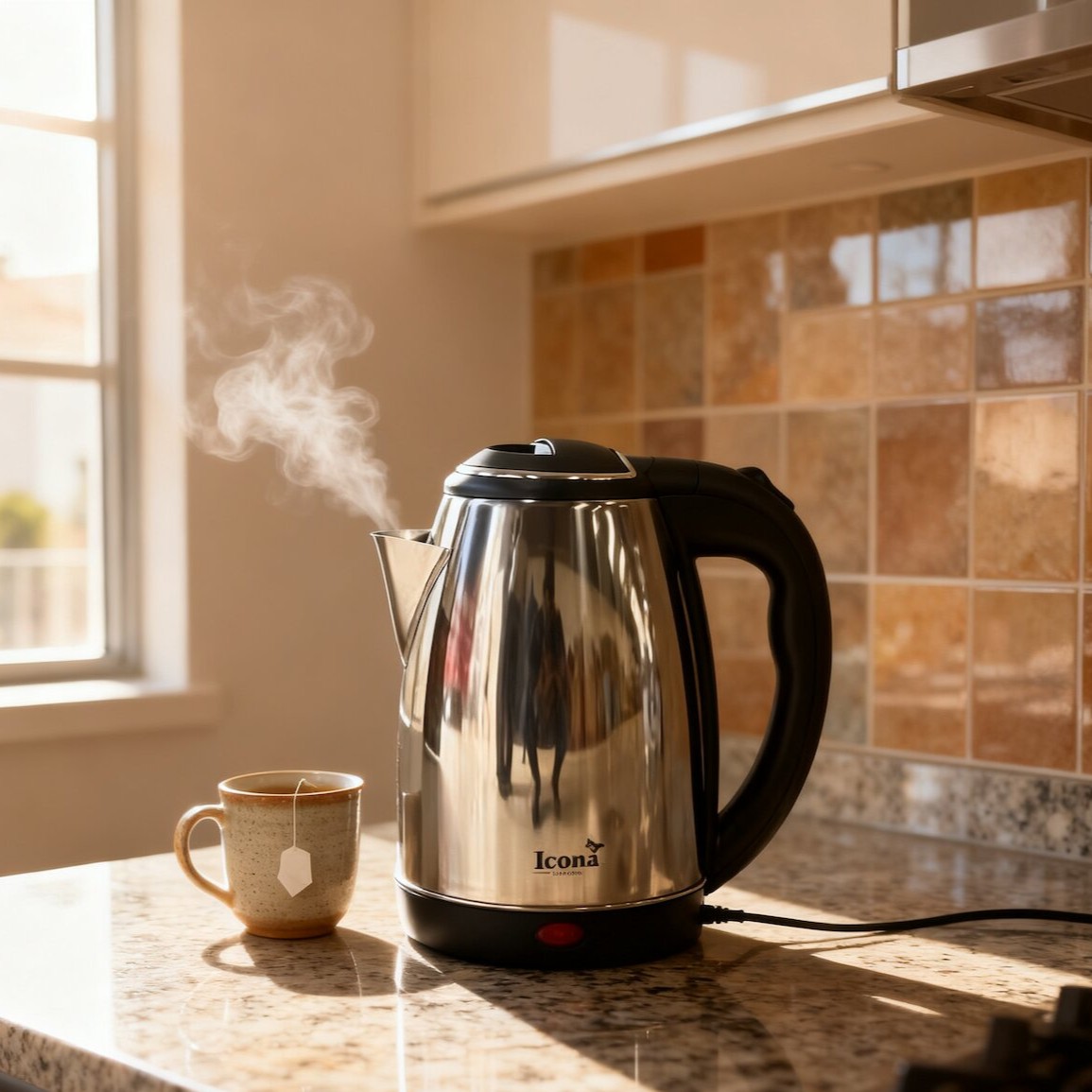 Icona London 2L 1500W Electric Kettle Energy Efficient Heater Jug Cordless Stainless Steel Water Boiler with Auto Shut-Off & Boil-Dry Protection Built for Kenyan Homes