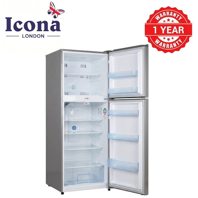 Icona London 332L Double Door Fridge No Frost Refrigerator with Top Freezer 2 Door Large Capacity Multi-Airflow System Fast Cooling Energy Saving Home Kitchen Appliance 1 Year Warranty