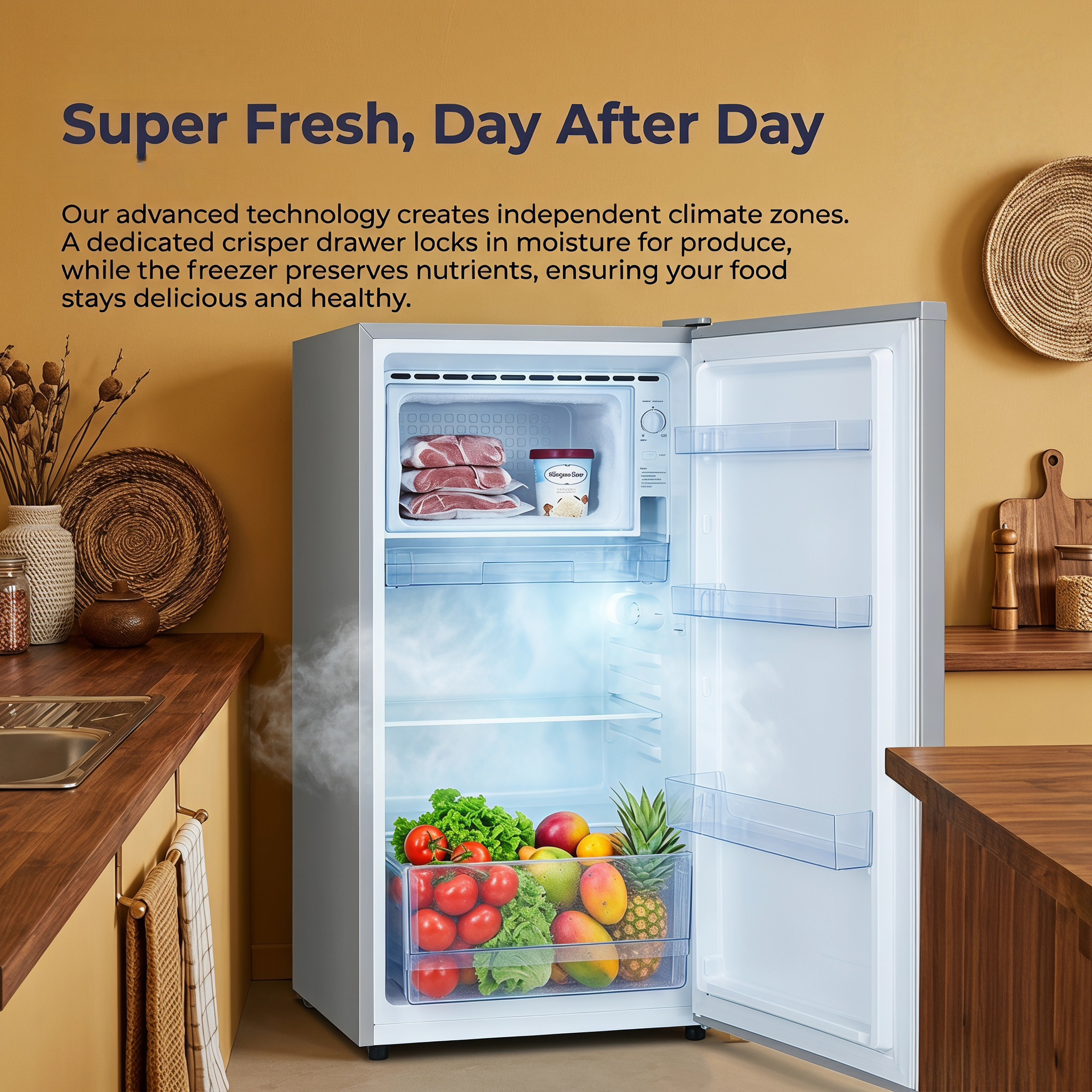 Icona London 150L Single Door Fridge Refrigerator Single Door Compact Household Refrigerator with Built-in Mini Freezer Lock and Keys Energy Saving CFC-Free Refrigerant 1 Year Warranty