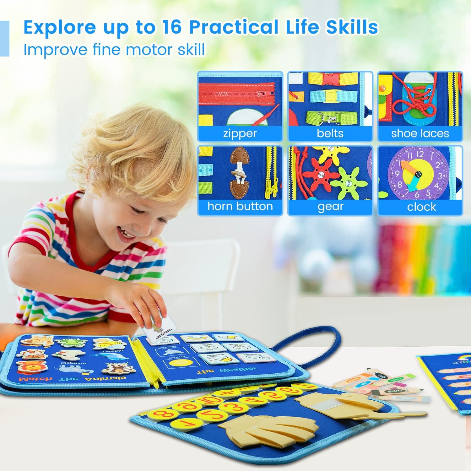 Montessori Felt Busy Board Toddler Early Education Learning Toy