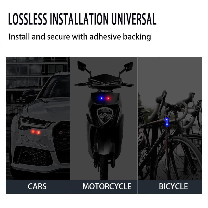 2Pcs Solar Powered LED Warning Strobe Light Anti Rear-end Collision Safety Lamp For Bicycle Helmet Motorcycle Car Grille