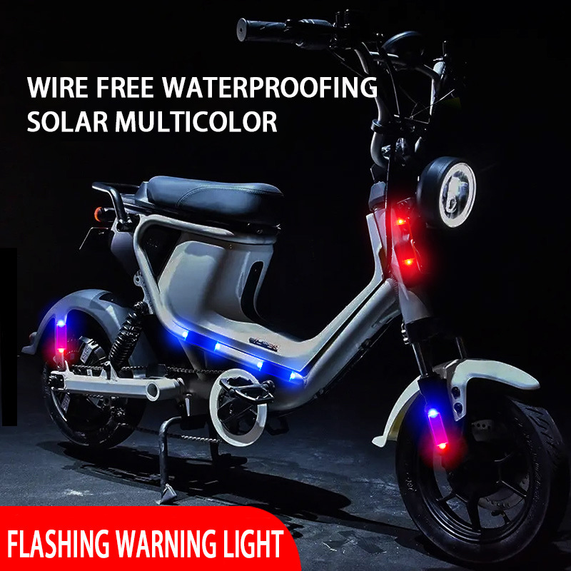 2Pcs Solar Powered LED Warning Strobe Light Anti Rear-end Collision Safety Lamp For Bicycle Helmet Motorcycle Car Grille