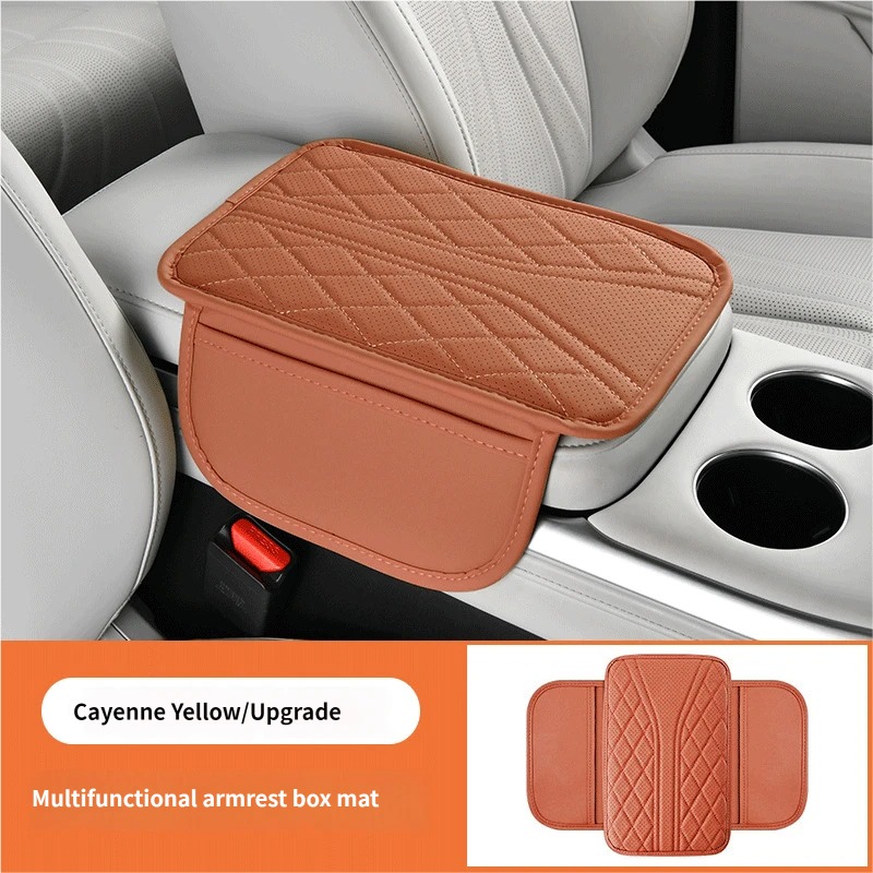 Thin Breathable Car Armrest Box Cushion With Side Storage Pockets Universal Center Console Elbow Protector Pad