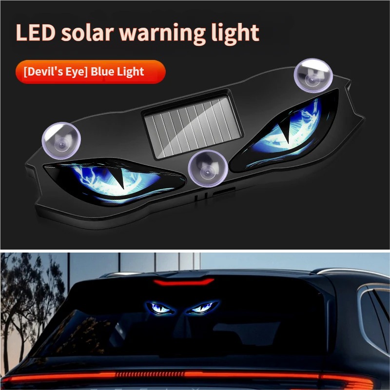 Solar Powered Demon Eye Car Window Light LED Dynamic Expression Atmosphere Light Wireless Car Warning Sticker Lamp