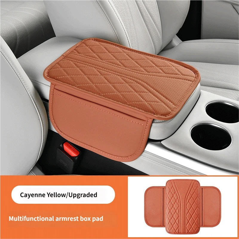 Thin Breathable Car Armrest Box Cushion With Side Storage Pockets Universal Center Console Elbow Protector Pad