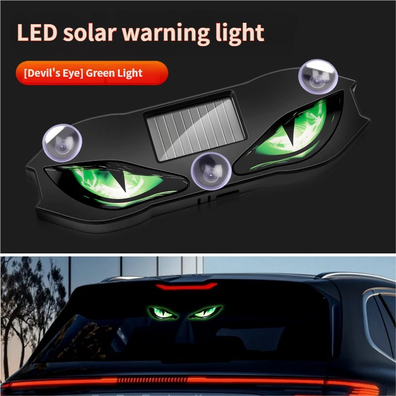 Solar Powered Demon Eye Car Window Light LED Dynamic Expression Atmosphere Light Wireless Car Warning Sticker Lamp