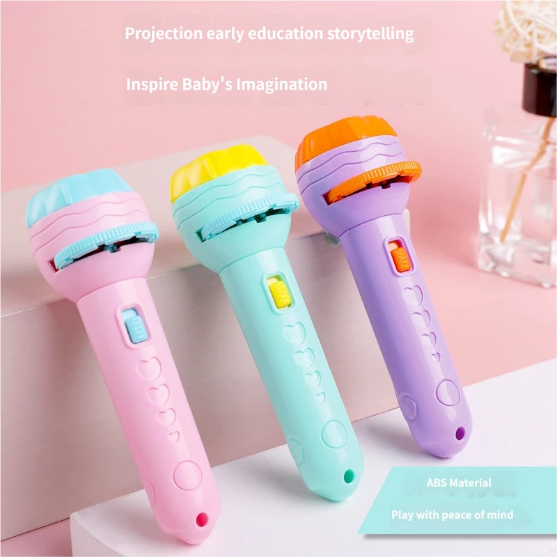 Kids Early Education Projection Flashlight Bedtime Story Projector Luminous Cognitive Toy