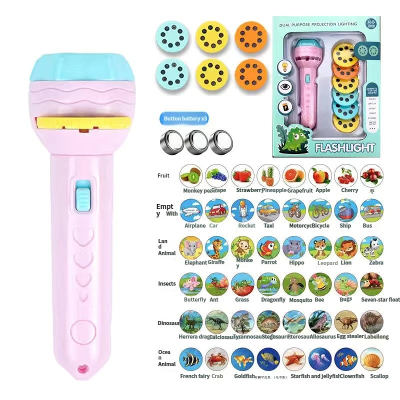 Kids Early Education Projection Flashlight Bedtime Story Projector Luminous Cognitive Toy