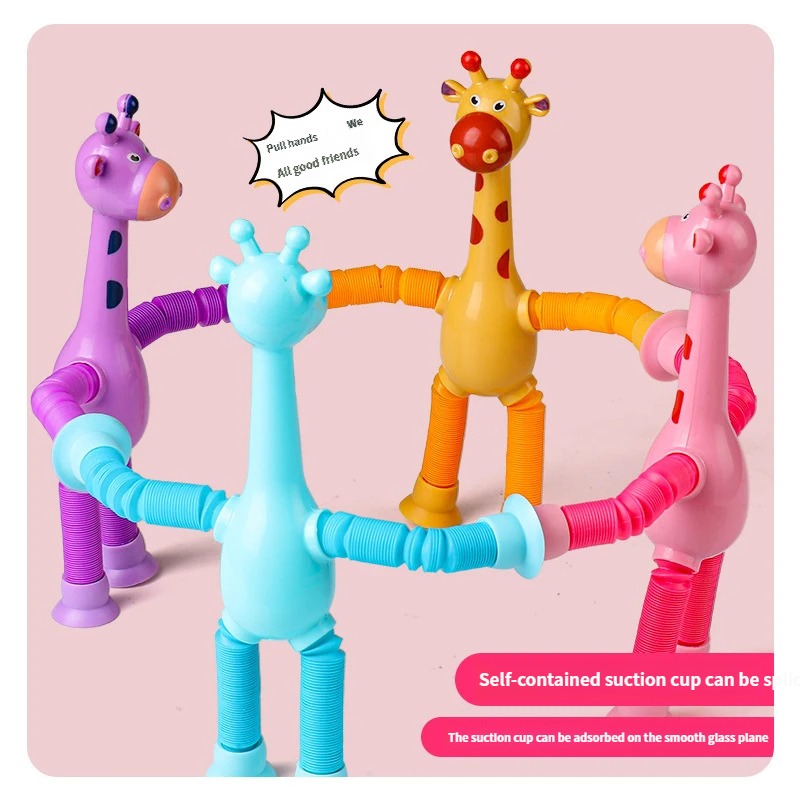 Telescopic Suction Cup Giraffe Fidget Toy Creative Stress Relief Sensory Toy For Kids Adults