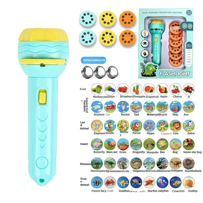 Kids Early Education Projection Flashlight Bedtime Story Projector Luminous Cognitive Toy