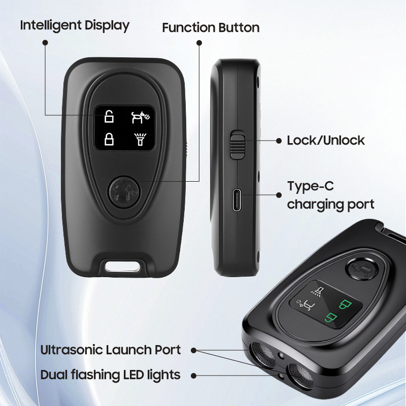 Dual Core Ultrasonic Stray Dog Repeller with LCD Display & LED Flashlight, Rechargeable Anti-Bite Self Defense Tool, Stop Dog Barking Pet Trainer for Night Walking Jogging