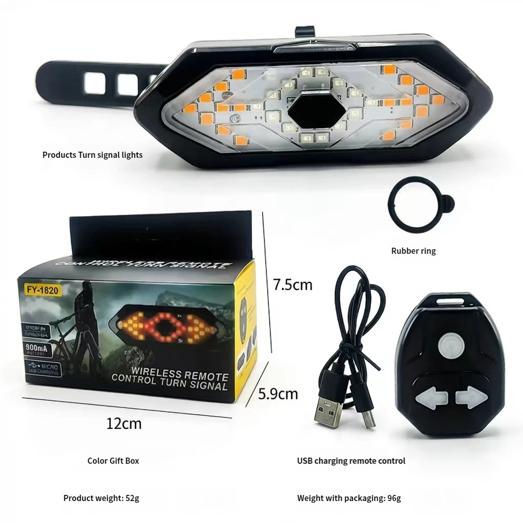 Wireless Remote Control Bicycle Tail Light With Turn Signal Horn USB Recharge Waterproof Cycling Warning Rear Lamp For Night Riding