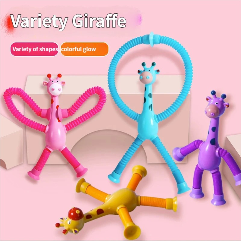 Telescopic Suction Cup Giraffe Fidget Toy Creative Stress Relief Sensory Toy For Kids Adults