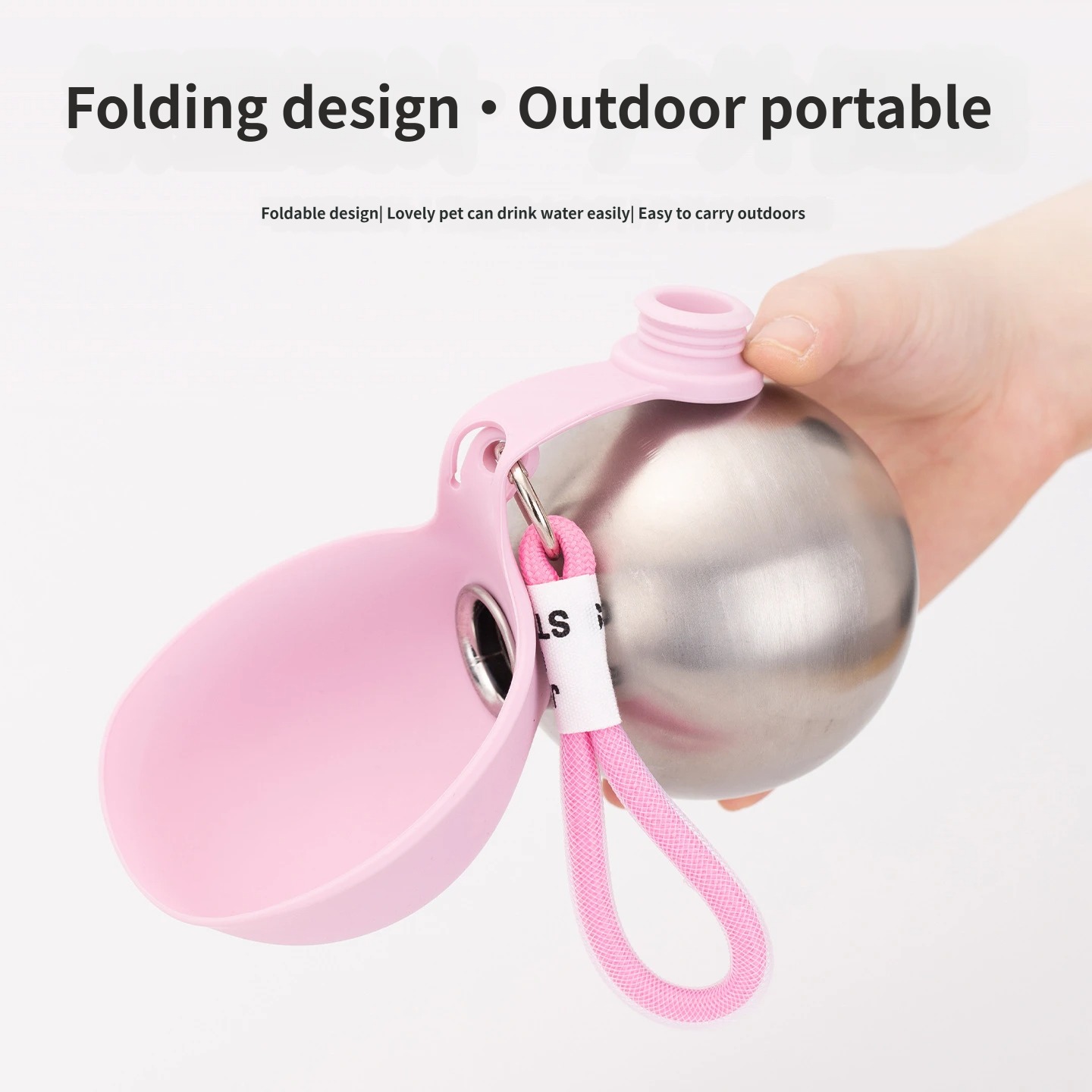 304 Stainless Steel Portable Pet Water Bottle Silicone Foldable Dog Cat Outdoor Travel Water Dispenser