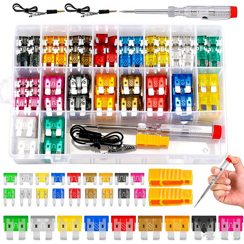 306Pcs Zinc‑Aluminum Car Blade Fuse Assortment Kit, Standard & Mini Size Auto Fuses with Fuse Puller & Circuit Tester Pen