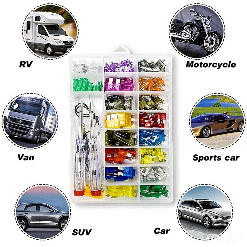 306Pcs Zinc‑Aluminum Car Blade Fuse Assortment Kit, Standard & Mini Size Auto Fuses with Fuse Puller & Circuit Tester Pen