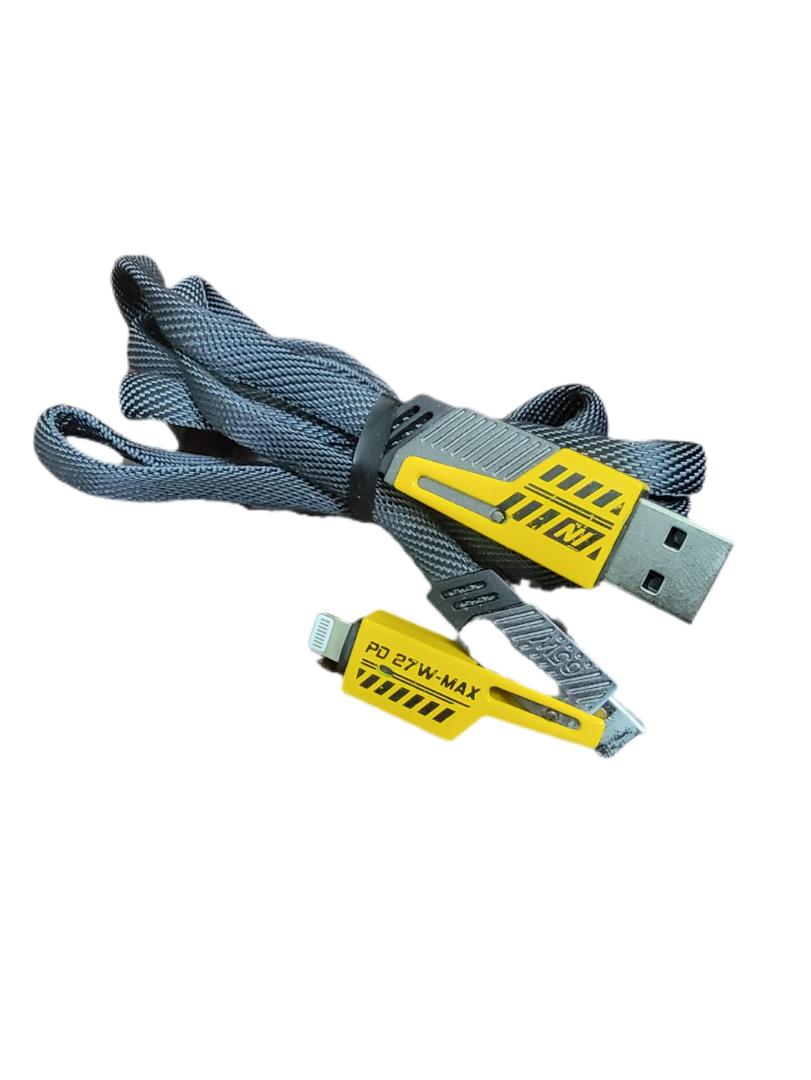 4 in 1 fast charging data cable with led light , 65w