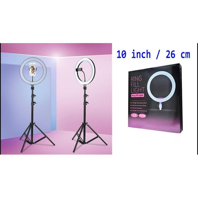 10 Inch Ring Light With Stand, For Tik Tok, YouTube,Live stream - BLACK