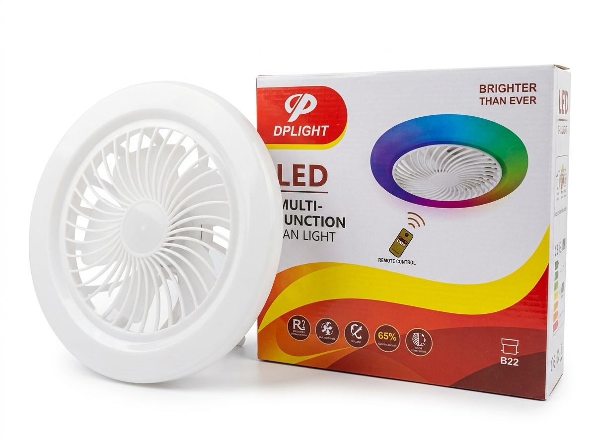 DPLight LED Multi-Function Fan Light – Portable Rechargeable Desk & Hanging Fan with Bright LED Light for Camping, Home & Office