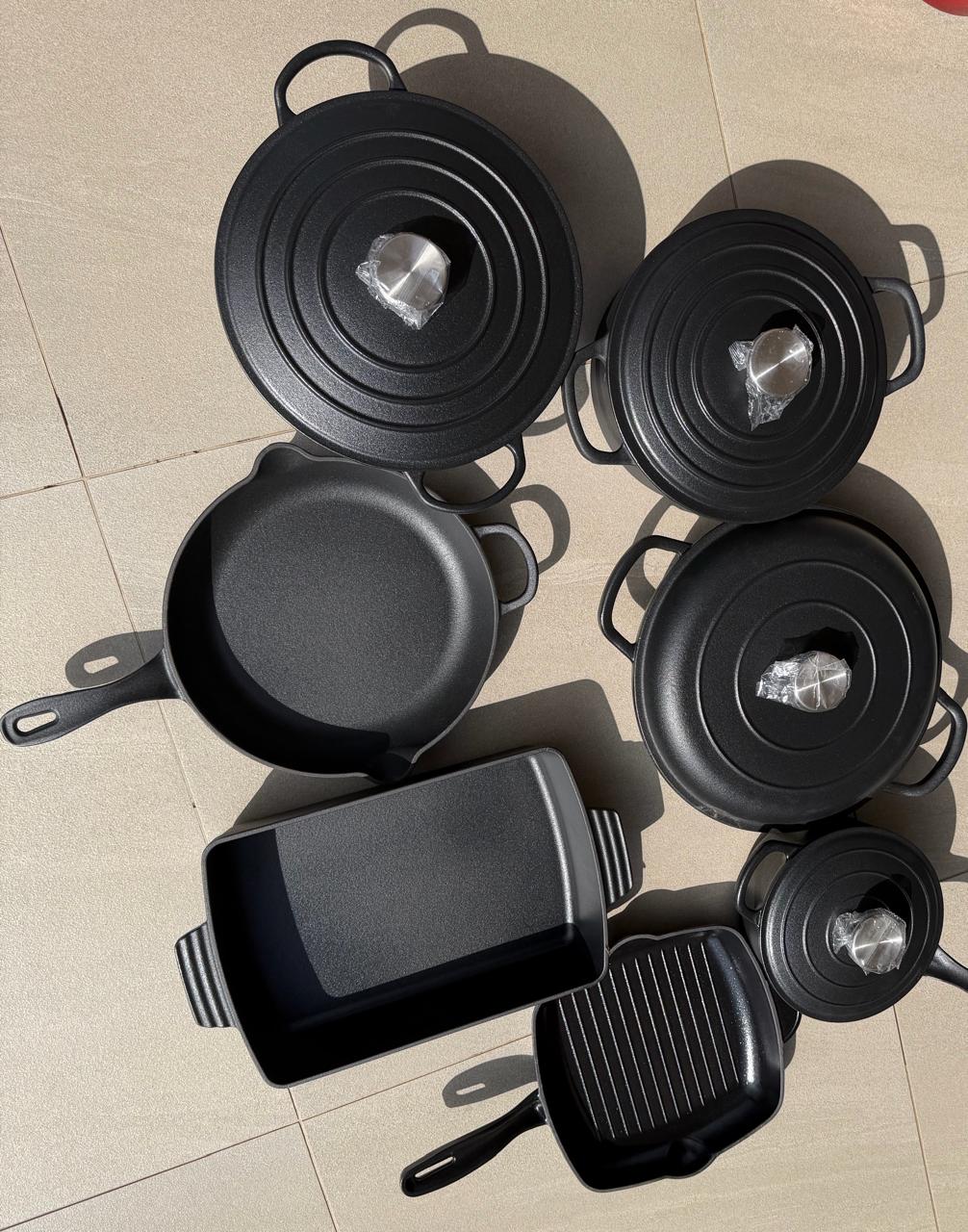 [LIMITED PIECES]11 Pieces Enamel Cast Iron Cookware Set 🍳 | Heavy Duty Non-Stick Cooking Pots & Pans | Premium Kitchen Cookware Collection