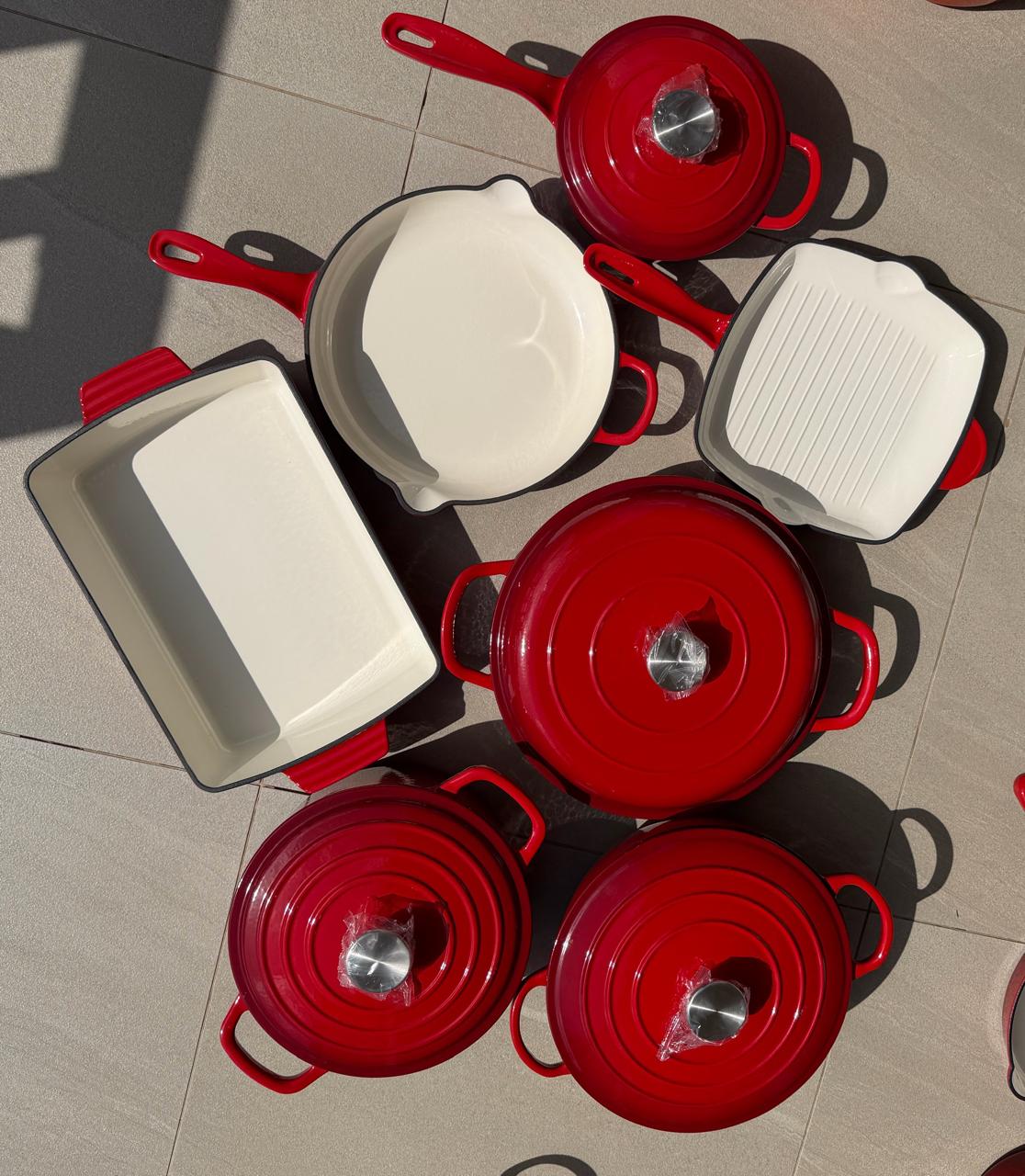 [LIMITED PIECES]11 Pieces Enamel Cast Iron Cookware Set 🍳 | Heavy Duty Non-Stick Cooking Pots & Pans | Premium Kitchen Cookware Collection