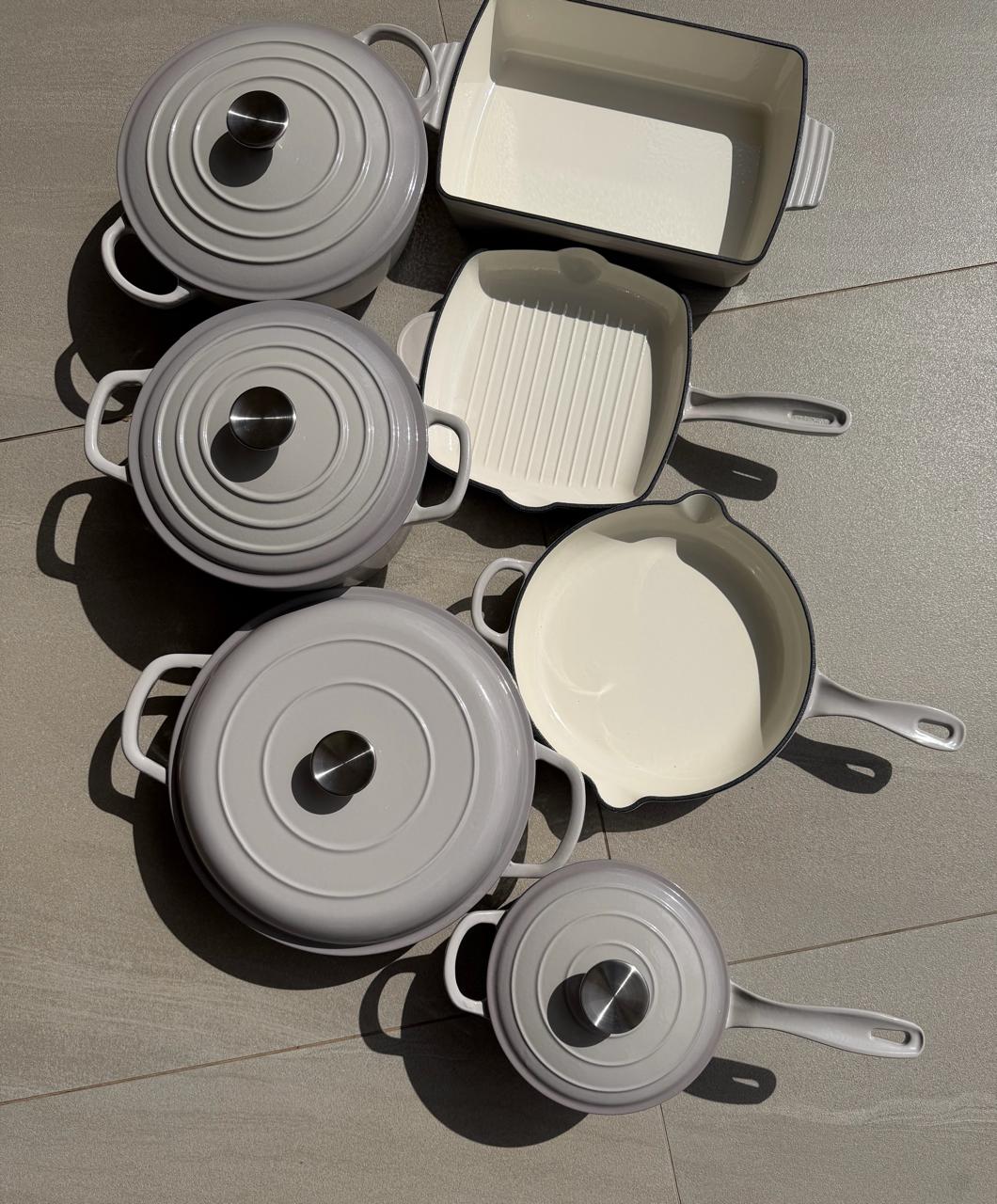 [LIMITED PIECES]11 Pieces Enamel Cast Iron Cookware Set 🍳 | Heavy Duty Non-Stick Cooking Pots & Pans | Premium Kitchen Cookware Collection