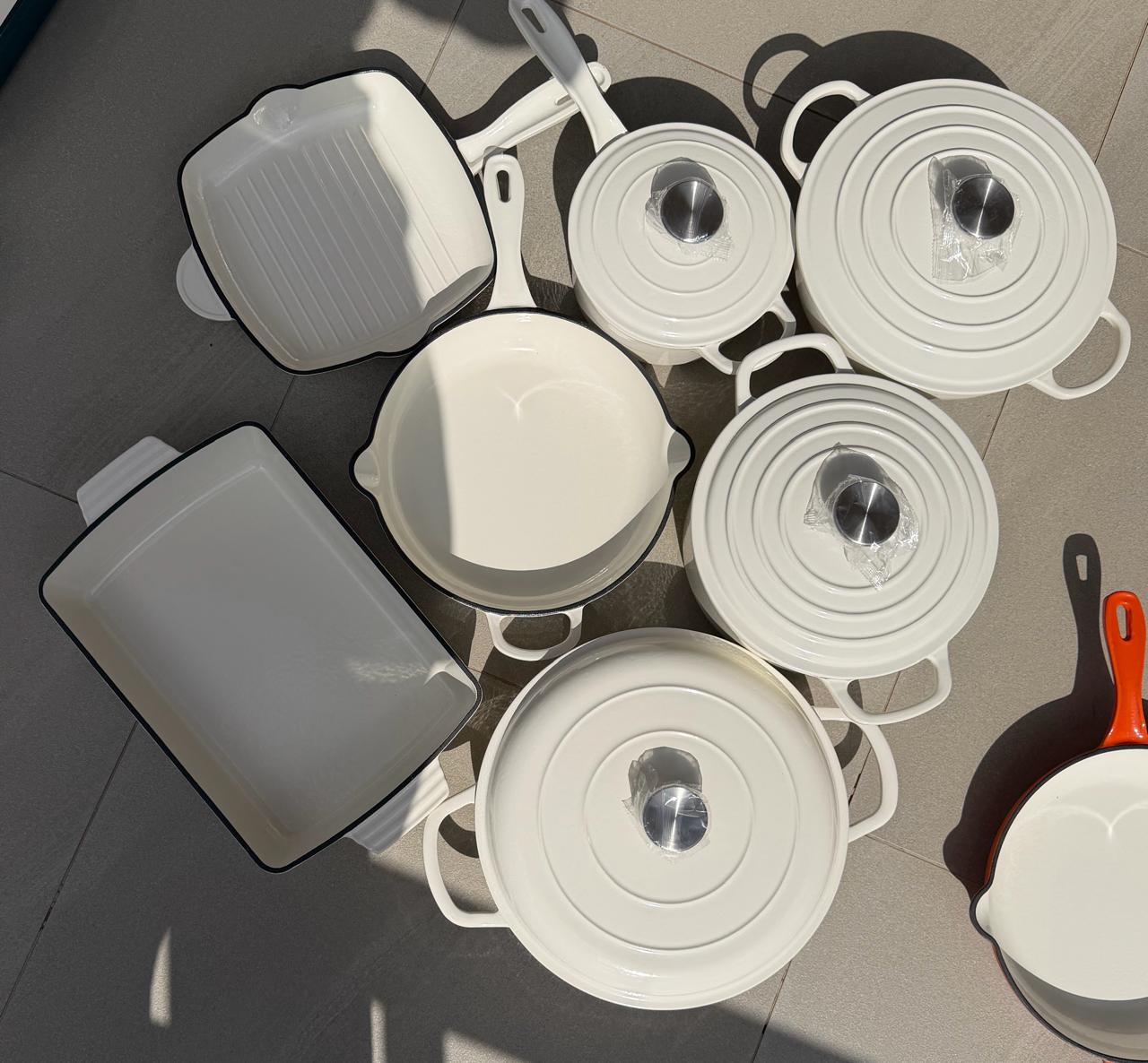 [LIMITED PIECES]11 Pieces Enamel Cast Iron Cookware Set 🍳 | Heavy Duty Non-Stick Cooking Pots & Pans | Premium Kitchen Cookware Collection