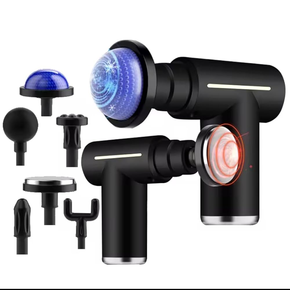 🔥🔥 NEW ARRIVAL 🔥🔥6 Head Massage Gun 💆🔥 | Hot & Cold Compress Therapy | 6 Speed Levels | Rechargeable Deep Tissue Massager | Portable Body Relaxation Gun Postpartum Back Relaxation