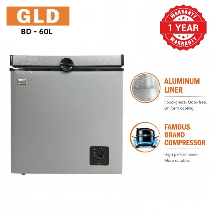 New 🤩🔥🔥🔥GLD 60L Chest Freezer ❄️ | Compact Deep Freezer | Energy Saving | Fast Cooling | Single Door Freezer | Lockable Storage | Home & Office Use|Free Fridge Guard Included |