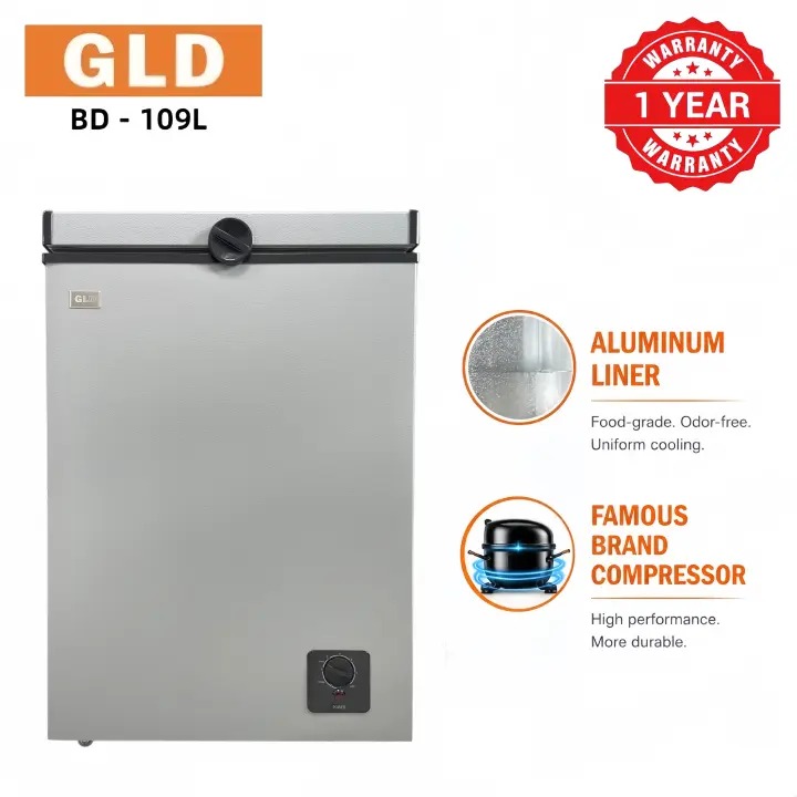 New 🤩🔥🔥🔥GLD 109L Chest Freezer ❄️ | Compact Deep Freezer | Energy Saving | Fast Cooling | Single Door | Lockable Storage | Home & Office Use | FREE Fridge Guard 🎁