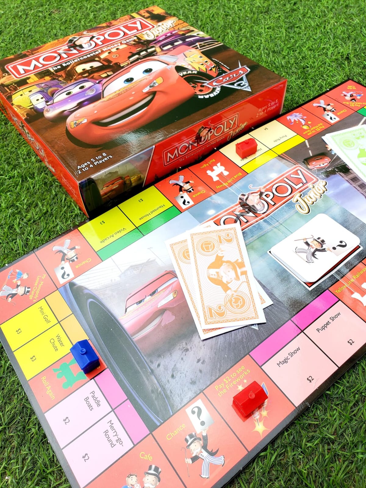 Monopoly Junior Cars Kids Property Trading Board Game Disney Pixar Cars Edition Simple Money Learning Game for Children Ages 5+