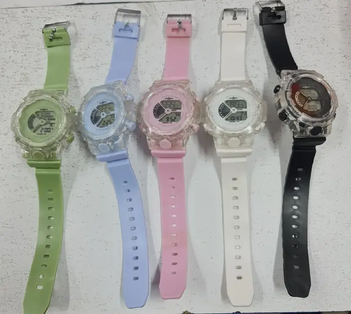 Kids Digital Sports Watch Transparent Case Silicone Strap Colorful Waterproof LED Display Wrist Watch for Children Boys and Girls Casual Sports Outdoor Use Adjustable Comfortable Design