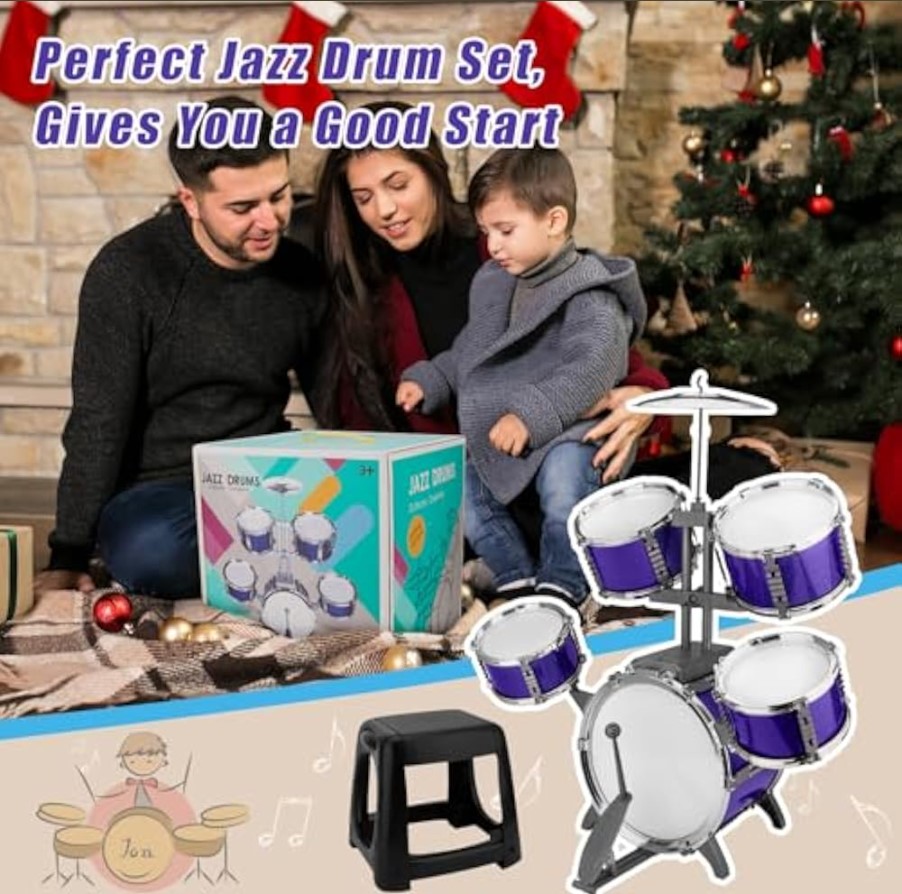 Kids Drum Set Musical Toy for Children Early Learning Rhythm Development Educational Play Instrument Set for Boys and Girls Home Use Beginner Music Training Kit Pink Blue Colors Available