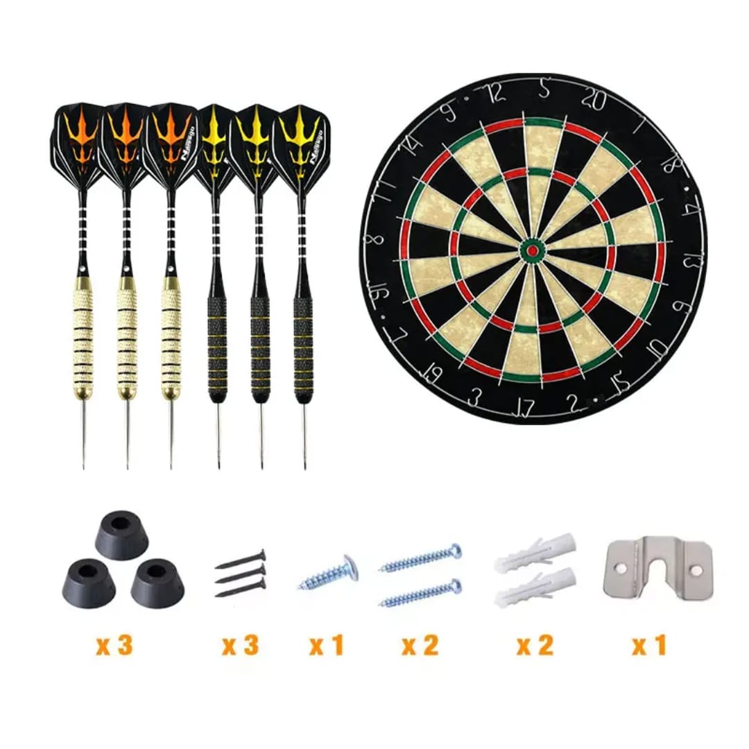 Bristle Sisal Dartboard Professional Tournament-Style Self-Healing Dart Board Steel-Tip Dart Game Set for Home, Pub, Office and Game Room Use