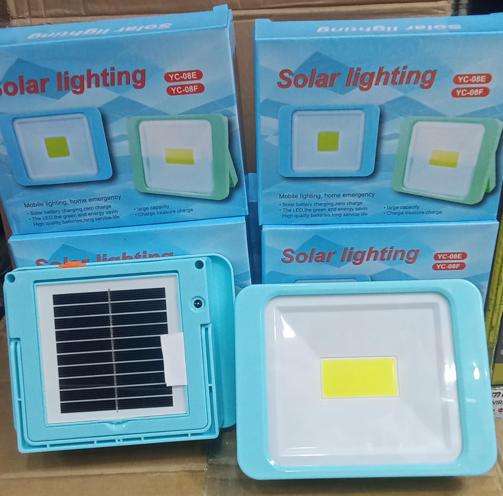 YC-08E / YC-08F Portable Solar LED Light – Rechargeable Square Solar Emergency Lamp with Integrated Solar Panel for Home, Camping, Outdoor Lighting, Power Outages & Travel