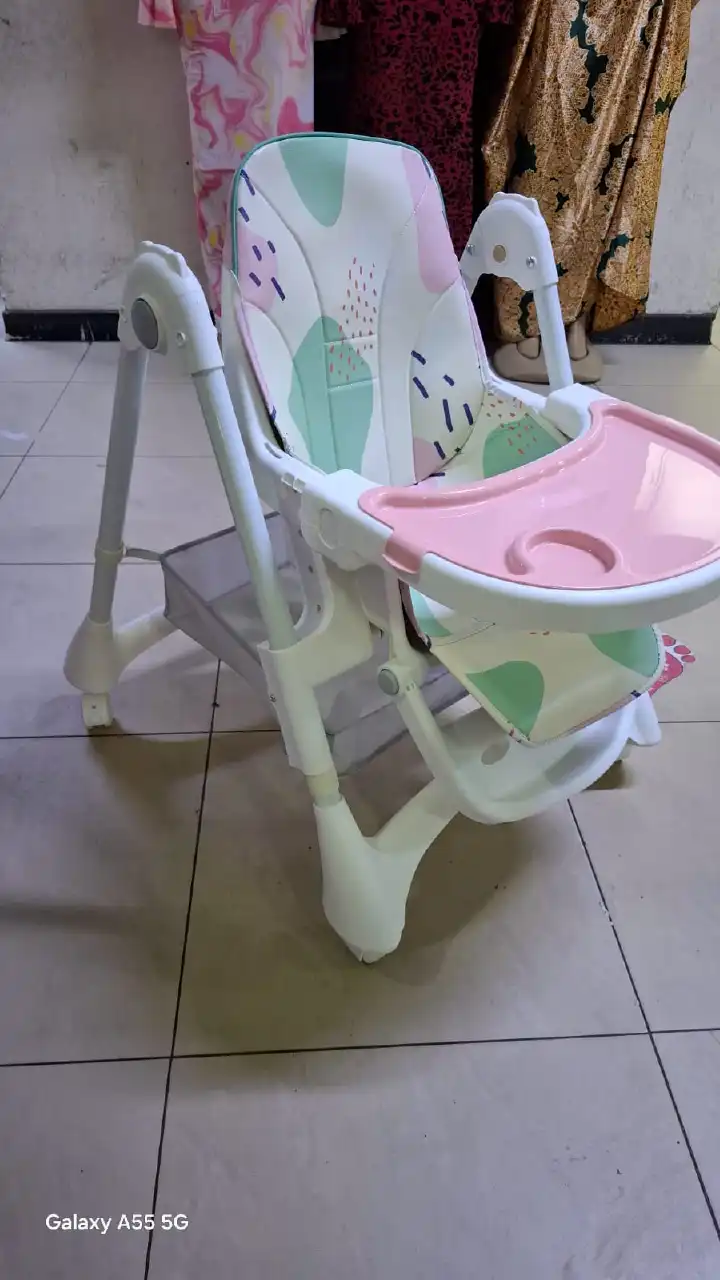 Adjustable Baby Feeding Chair – Convertible High Chair for Kids with Removable Tray, Safety Harness & Comfortable Seat in Pink & Blue Colors