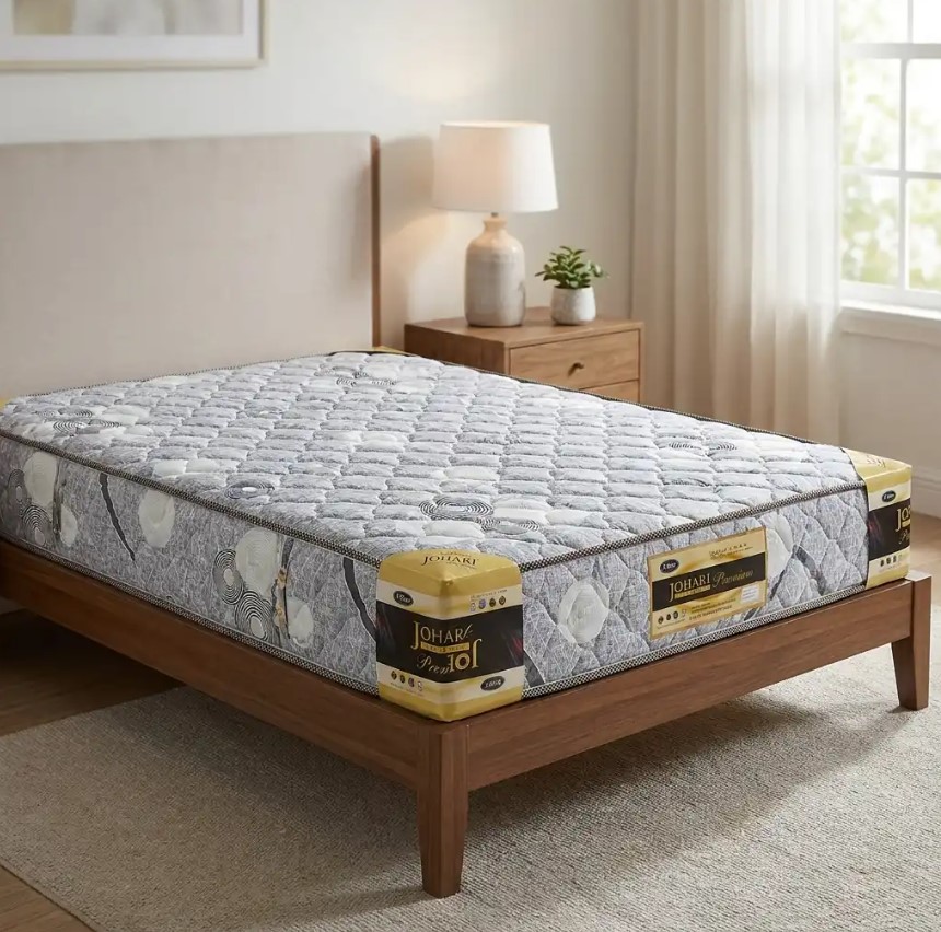 Quilted Fiber Mattress Johari Premium 8-Inch Orthopedic | Luxury Sleeping Comfort | Superior Back Care Support | Soft Quilted Finish | 1-Year Warranty ✅
