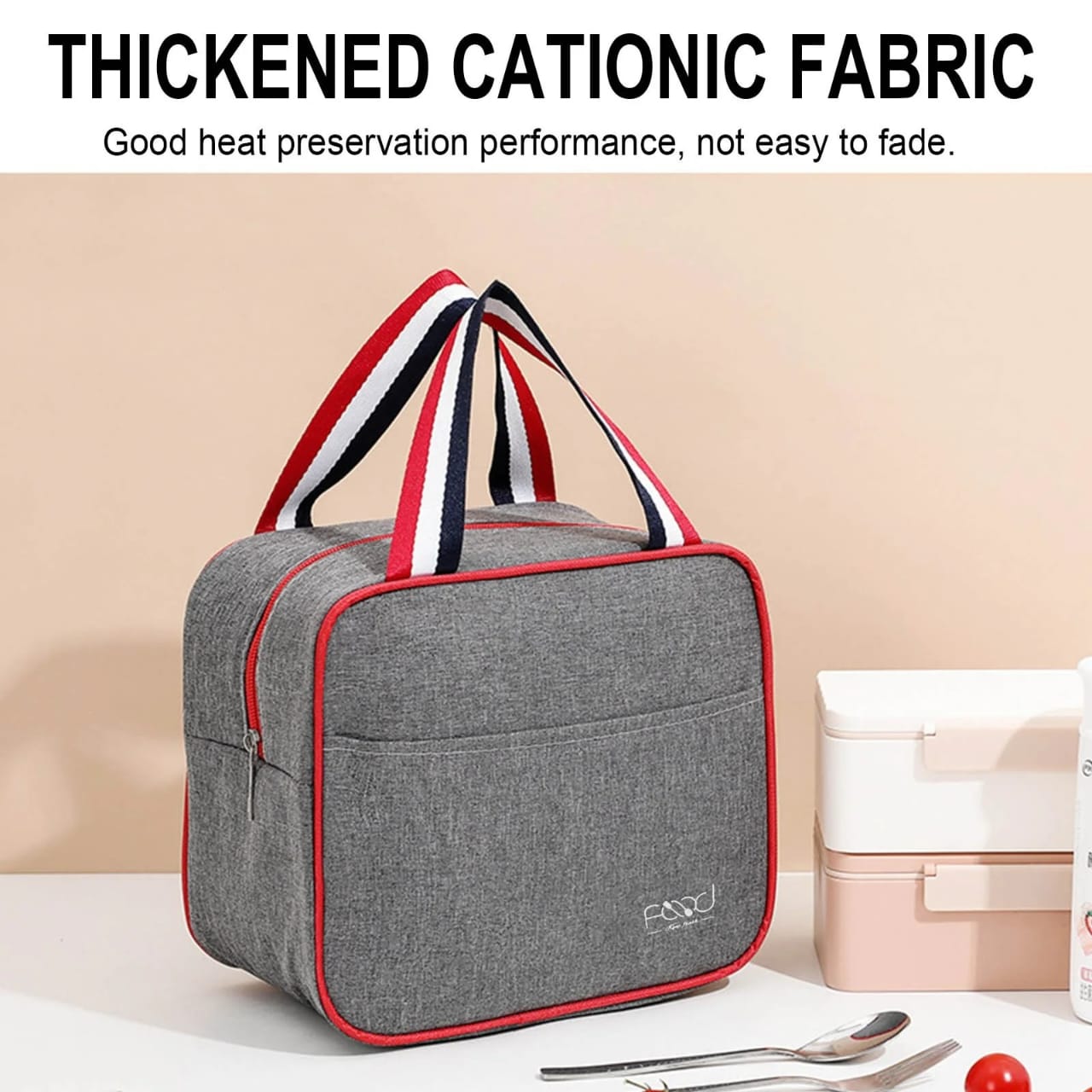 6L Insulated Square Lunch Bag with Carry Handles Reusable Leakproof Thermal Cooler Tote Food Storage Bag for Work School Travel Picnic