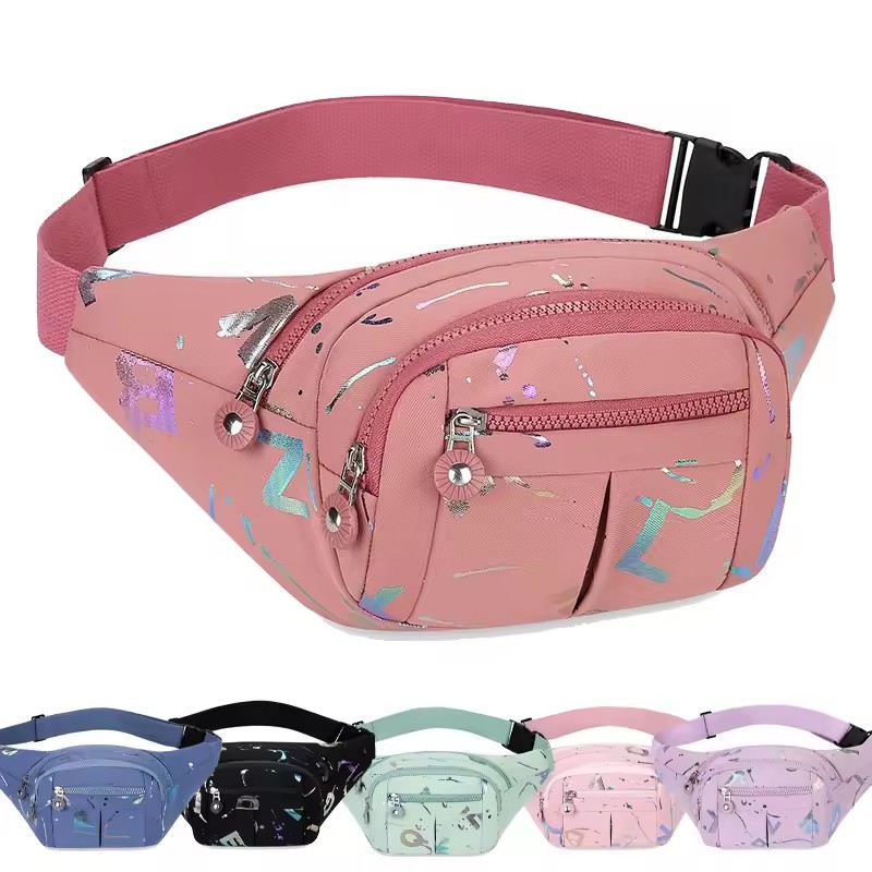 Waterproof Waist Bag Lightweight Fanny Pack Korean Style Crossbody Bag Hot Stamping Multifunctional Travel Outdoor Storage Pouch