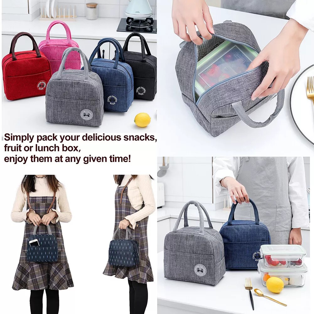 Kids Lunch Box Bag Insulated Thermal Food Container Bento Storage Bag with Ice Pack Holder School Picnic Travel Meal Organizer