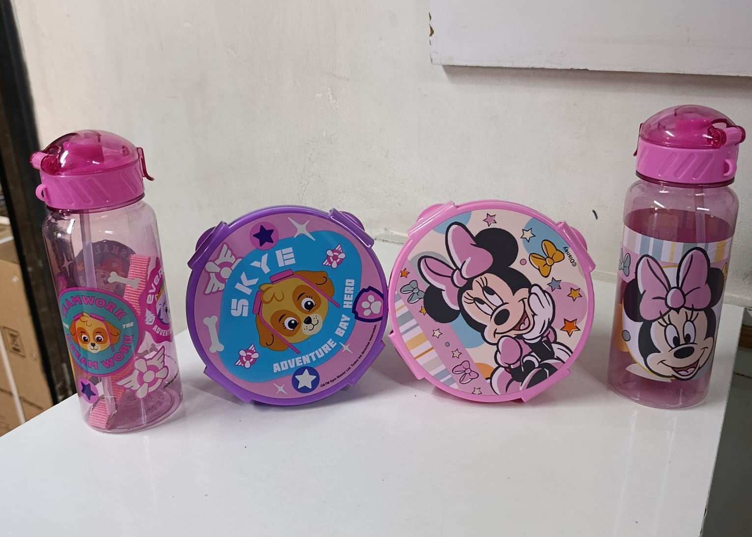 2-in-1 Kids Lunch Box with Water Bottle 2-Grid Snack Box with Straw Cartoon Themed Meal Container School Travel Picnic Set