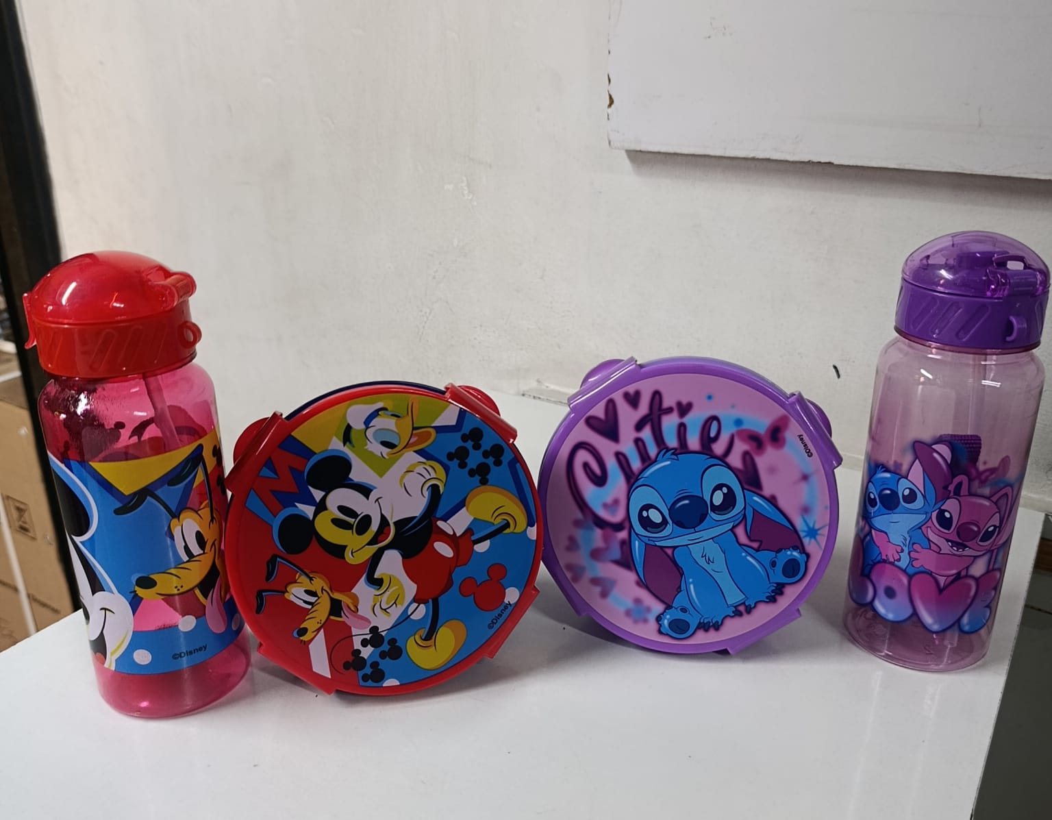 2-in-1 Kids Lunch Box with Water Bottle 2-Grid Snack Box with Straw Cartoon Themed Meal Container School Travel Picnic Set