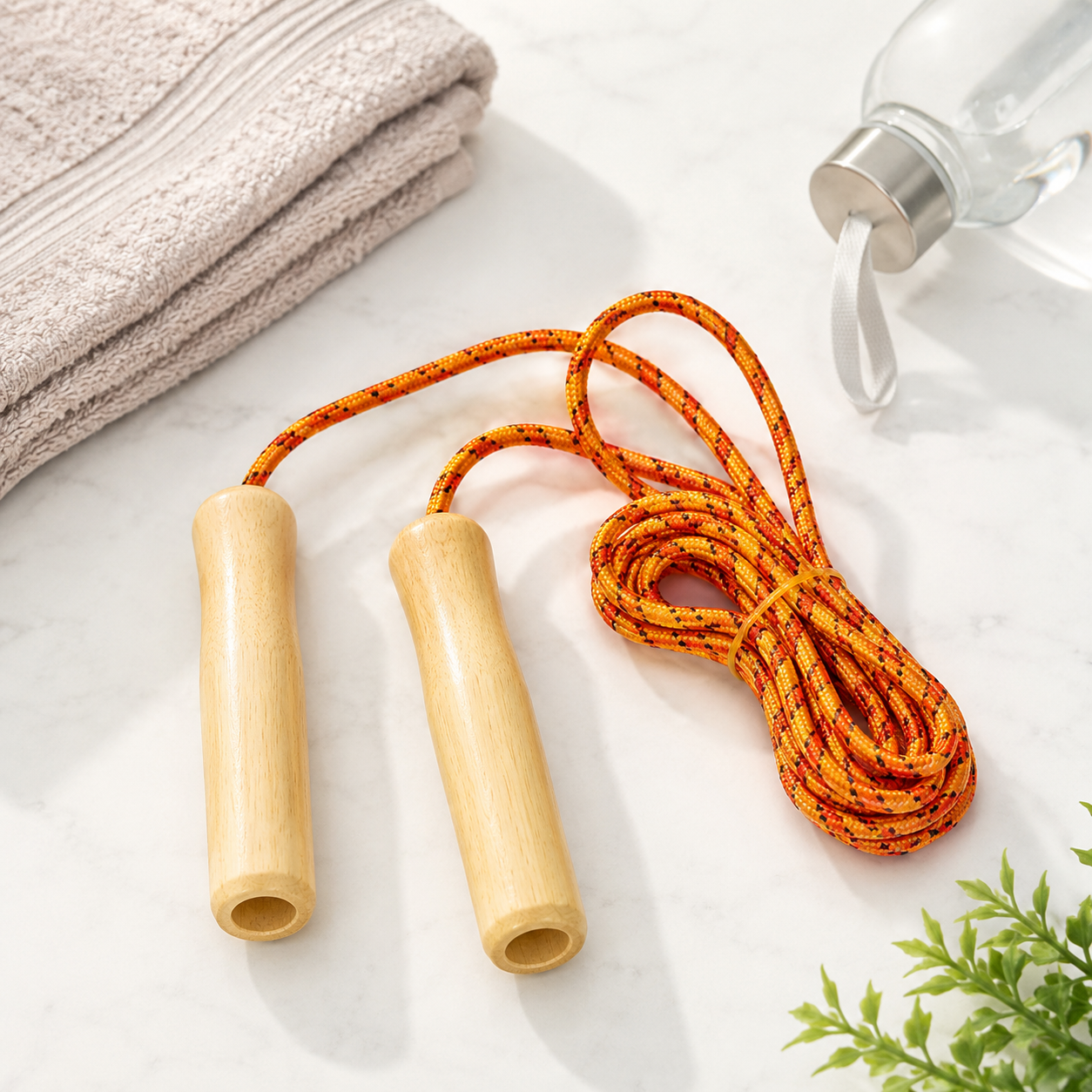 Wooden Handle Skipping Rope – Lightweight Jump Rope for Cardio, Fat Burning, Coordination, Endurance Training & Full-Body Home Workouts