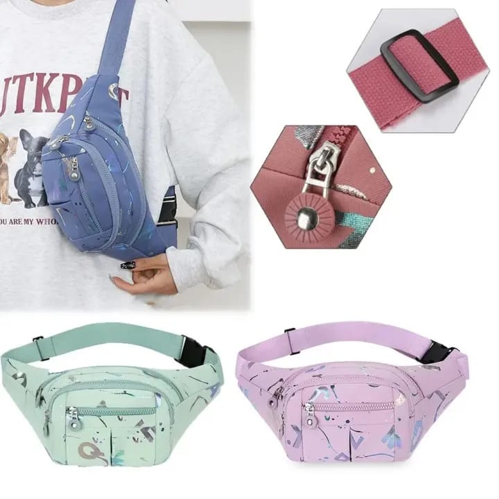 Waterproof Waist Bag Lightweight Fanny Pack Korean Style Crossbody Bag Hot Stamping Multifunctional Travel Outdoor Storage Pouch