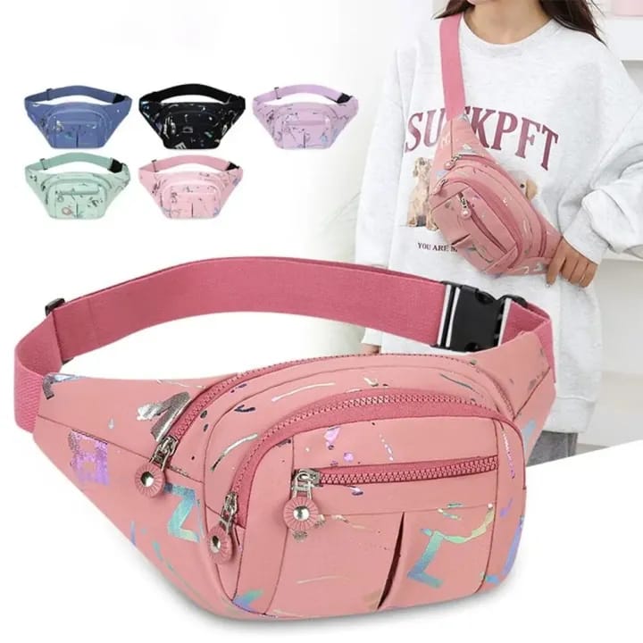 Waterproof Waist Bag Lightweight Fanny Pack Korean Style Crossbody Bag Hot Stamping Multifunctional Travel Outdoor Storage Pouch