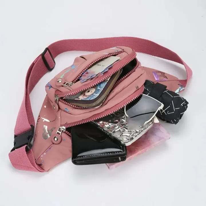 Waterproof Waist Bag Lightweight Fanny Pack Korean Style Crossbody Bag Hot Stamping Multifunctional Travel Outdoor Storage Pouch