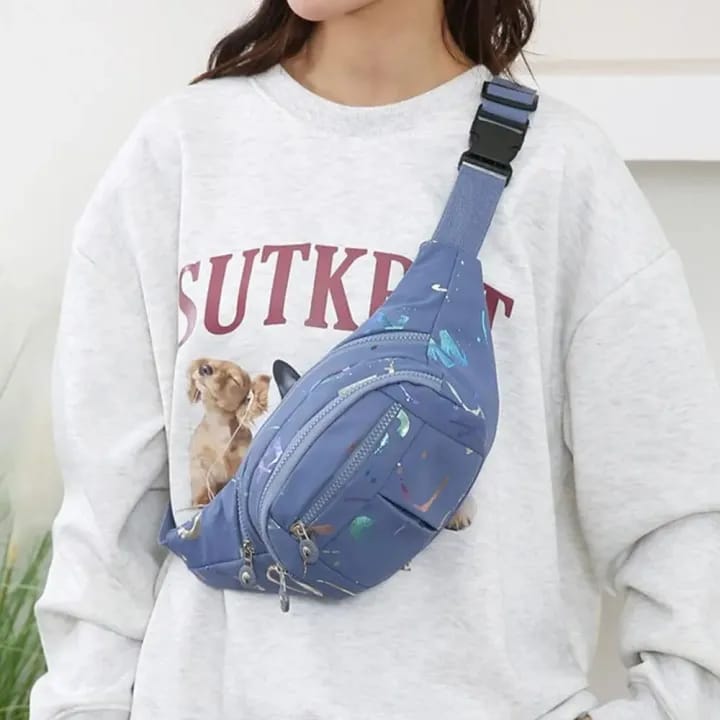 Waterproof Waist Bag Lightweight Fanny Pack Korean Style Crossbody Bag Hot Stamping Multifunctional Travel Outdoor Storage Pouch
